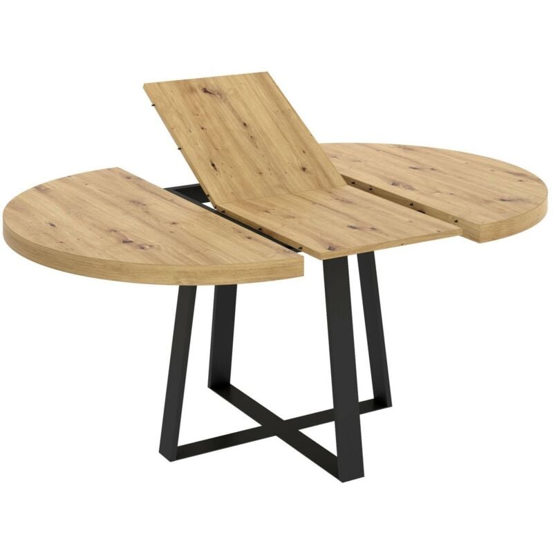 Table extensible Casarola, Console extensible ronde, Table à manger polyvalente ovale, 110/158x110h77 cm, Chêne Nodi, avec emballage renforcé - Dmora