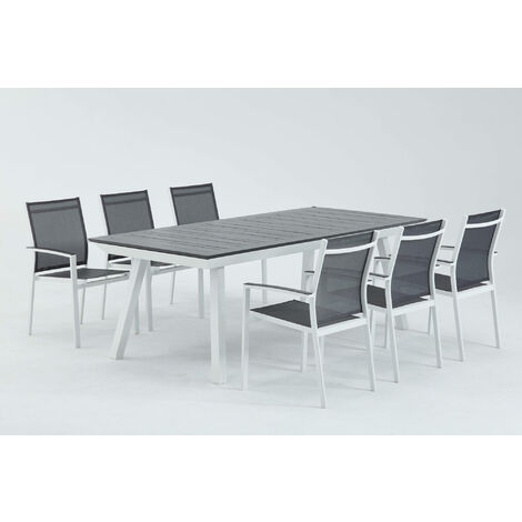 Dmora Table extensible en aluminium Made in Italy, blanc et gris, 189 cm  (extensible jusqu'à 249 cm) x 100 x h75, avec emballage renforcé