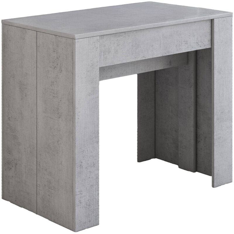 Dmora - Table à manger moderne, Console extensible jusqu'à 10 places, Dimensions 90 x 51 x 77 cm (jusqu'à 237 avec rallonges), Gris - Couleur béton,