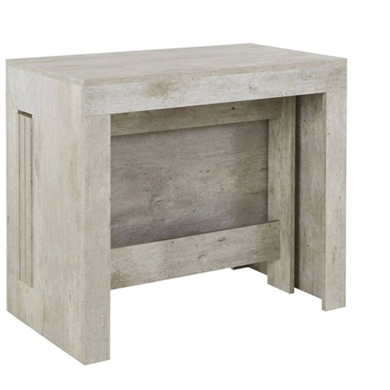 Table à manger moderne, Made in Italy, Console extensible jusqu'à 12 places, avec support d'extension,51x90h77 cm (jusqu'à 300 cm) couleur Ciment,