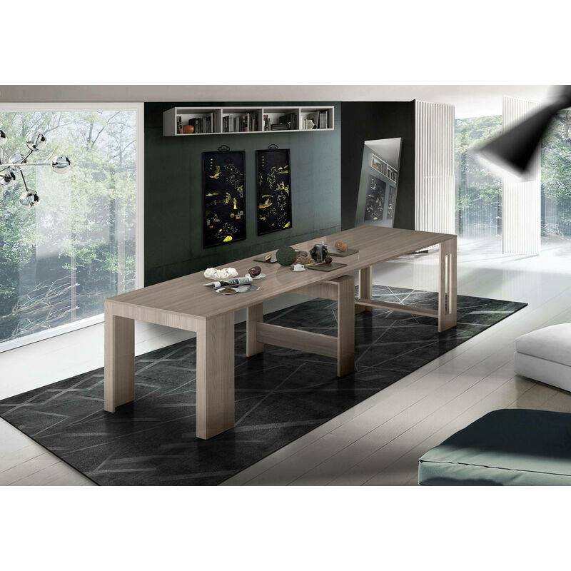 Dmora - Table à manger moderne, Made in Italy, console extensible jusqu'à 12 places, avec support d'extension,51x90h77 cm (jusqu'à 300 cm) couleur