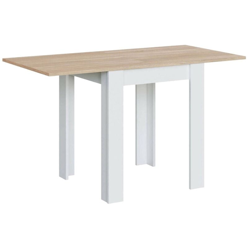 Dmora - Table extensible Newark, Table à manger pliante avec ouverture de livre, Table auxiliaire pliable, cm 67x67/135h79, Blanc et Chêne, avec