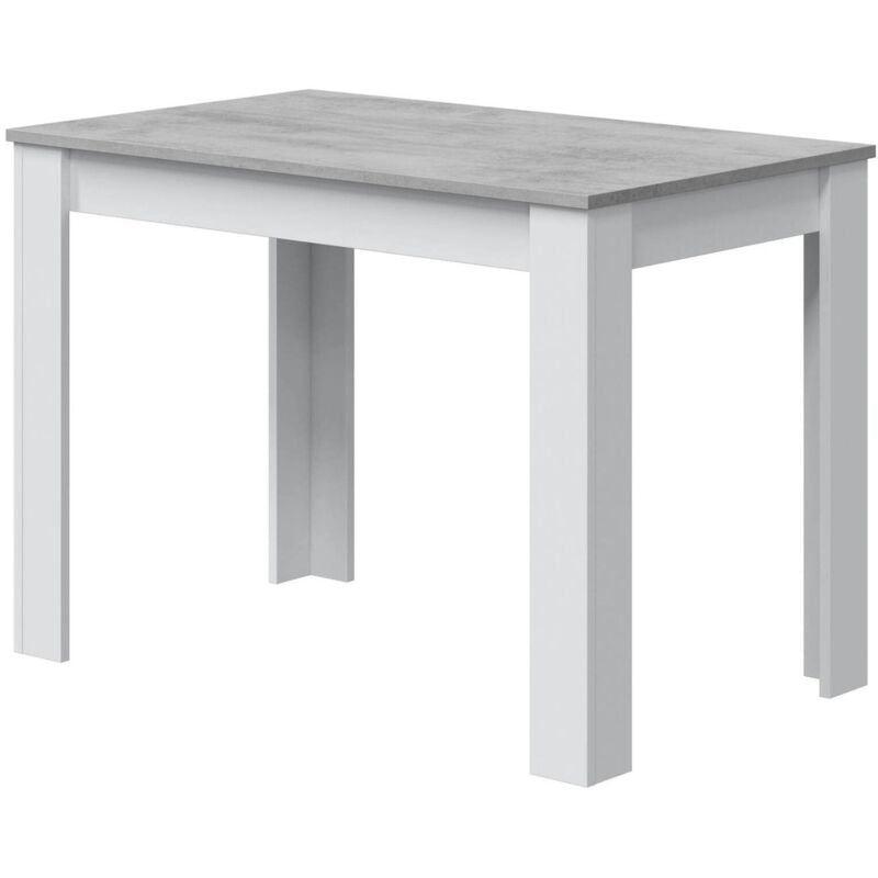 Dmora - Table fixe Lowell, Table de salle à manger, Table console moderne pour salon ou cuisine, cm 109x67x78, Blanc et Ciment