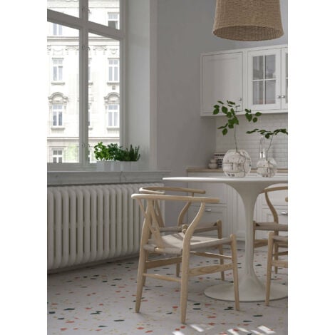Dmora Table ronde, Table basse pour salle à manger, 100x100h75 cm, Couleur Blanc