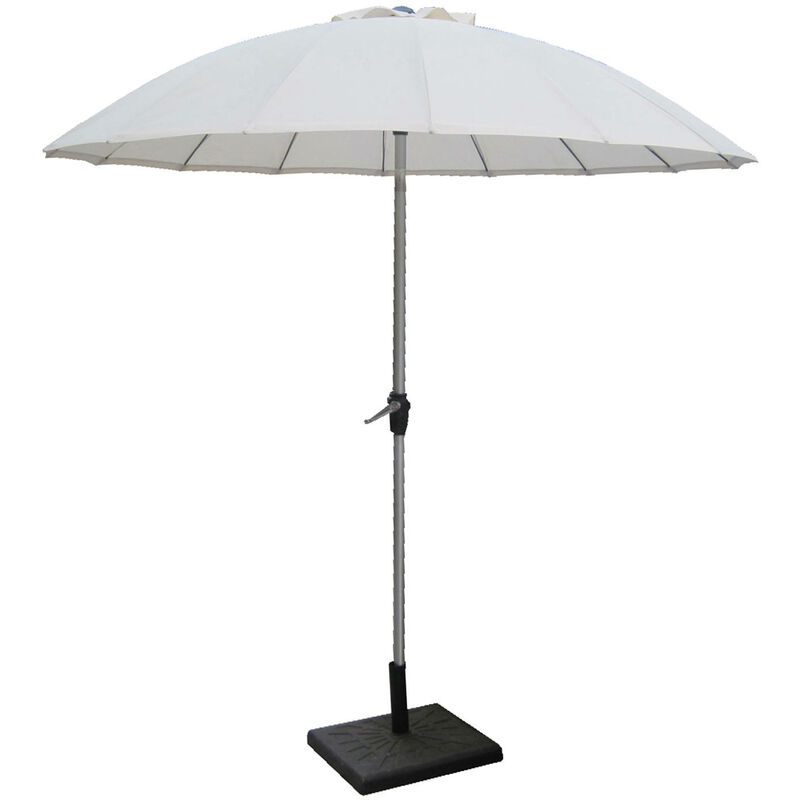 Parasol en aluminium à manivelle, tissu polyester écru et structure couleur anthracite, diamètre 2,7 m - Dmora