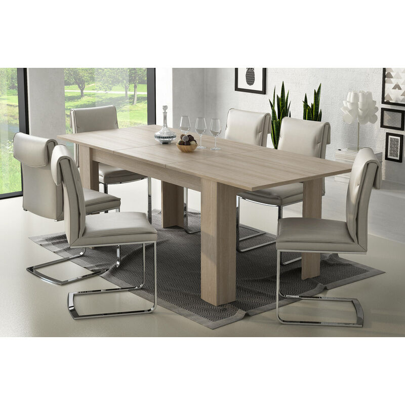 Table de salle à manger extensible, Console extensible, Table moderne avec rallonge, 140 / 200x88h75 cm, couleur orme clair - Dmora