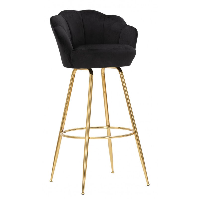 Tabouret de bar, Éponge et Tissu et Métal, Couleur Noir, Dimensions : 55 x 53 x 110 cm, avec emballage renforcé - Dmora