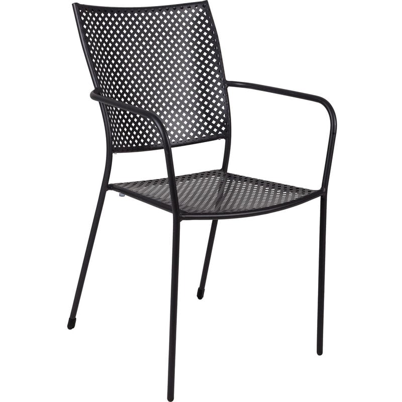 Dmora - Chaise empilable en fer avec accoudoirs, couleur noire,57 x 47 x h89 cm