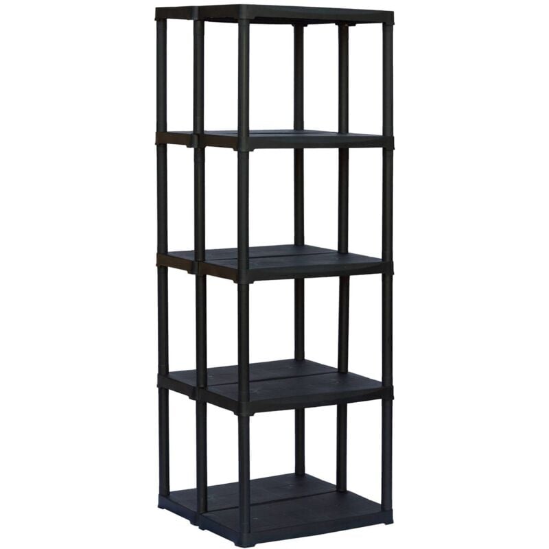 Tagère à 3 niveaux avec double capacité en polypropylène, étagère pour intérieur ou externe, 100% Made in Italy, 60x59h176 cm, couleur anthracite,