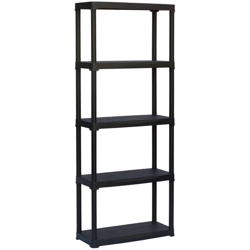 Tagère à 3 niveaux en polypropylène, rayonnage polyvalent pour intérieur ou extérieur, 100% Made in Italy, cm 70x30h176, couleur anthracite - Dmora