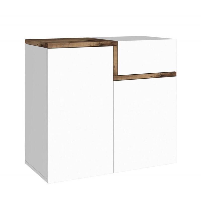 Tagère à chaussures moderne, Made in Italy, avec 2 portes et 1 porte abattante, Étagère à chaussures d'entrée, Meuble polyvalent, 80x40h80 cm,