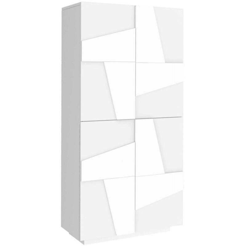 Tagère à chaussures moderne, Made in Italy, avec 4 portes battantes, Étagère à chaussures d'entrée, Meuble polyvalent, 81x38h167 cm, couleur blanc