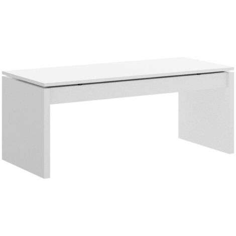 Dmora - Tavolino da salotto Cuar, Porta riviste da soggiorno con vano portaoggetti, Tavolo basso da caffè elevabile, 102x50h43 cm, Bianco, con imballo rinforzato