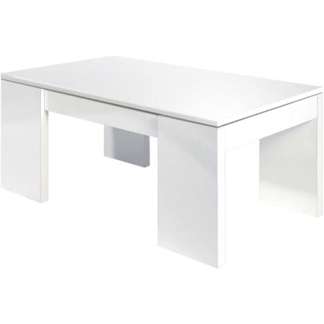 Tavolino da salotto Ddav, Tavolino da caffè con piano elevabile, Tavolo  basso da soggiorno, 105x55h45/56 cm, Bianco