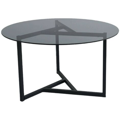 Dmora - Tavolino da salotto Galactica, Tavolo basso da caffè, Portariviste per divano, Ripiano da soggiorno, 75x75h42 cm, Tortora e Nero, con imballo rinforzato, con imballo rinforzato