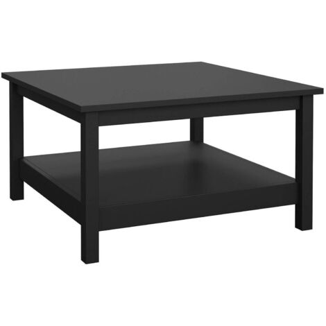 Dmora - Tavolino da salotto Leonie, Tavolo basso da caffè, Portariviste per divano, Ripiano da soggiorno, 81x81 h45 cm, Nero