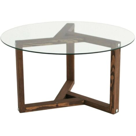 Dmora - Tavolino da salotto Luigia, Tavolo basso da caffè, Portariviste per divano, Ripiano da soggiorno, 75x75h40 cm, Noce