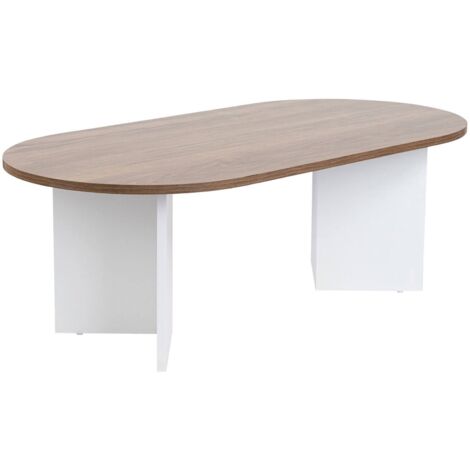 Dmora - Tavolino da salotto Parrano, Tavolo basso da caffè, Portariviste per divano, Ripiano da soggiorno, 119x60 h40 cm, Noce e Bianco