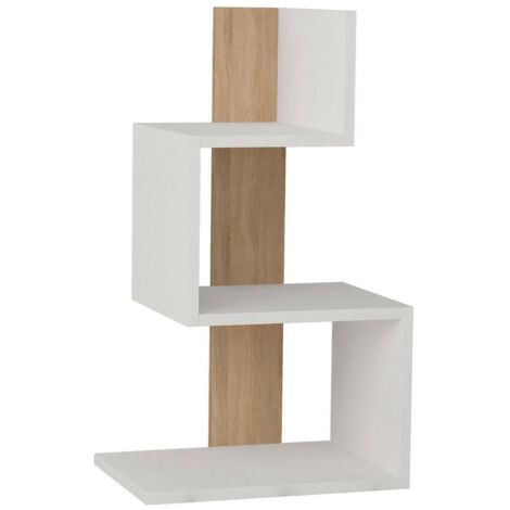 Dmora - Tavolino da salotto Ukdah, Tavolo basso da caffè, Portariviste per divano, Ripiano da soggiorno, 42x30h72 cm, Bianco e Rovere, con imballo rinforzato, con imballo rinforzato
