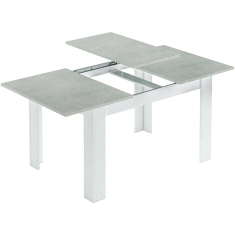 Dmora - Tavolo allungabile Abudula, Consolle estensibile per sala da pranzo, Tavolo apribile da cucina con prolunga, 140/190x90h78 cm, Cemento e Bianco