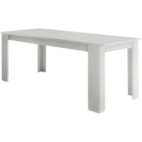 Dmora - Tavolo allungabile Arizon, Consolle allungabile fino a 10 posti, Consolle estensibile 100% Made in Italy, cm 140/190x90h75, Bianco lucido Larice