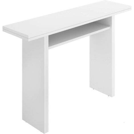 Dmora - Tavolo allungabile Rodella, Consolle estensibile ausiliare multiposizione,Tavolo da pranzo pieghevole con piano abbattibile, 110x33/66h75 cm, Bianco, con imballo rinforzato