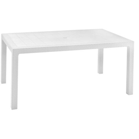 Dmora - Tavolo da esterno Pickering, Base per picnic, Piano da pranzo da giardino, Banco outdoor multiuso, 95x161 h75 cm, Bianco