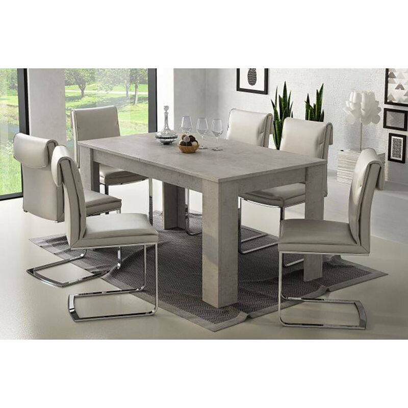 Tavolo per sala da pranzo estensibile, Consolle allungabile, Tavolo moderno con allunghe, cm 160/220x88h80, colore Cemento - Dmora