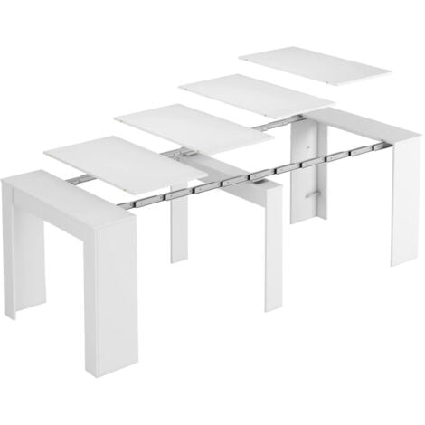 Dmora Tavolo da pranzo moderno, Consolle allungabile fino a 10 posti, Misure 90 x 51 x 77 cm (fino a 237 con allunghe), Colore Bianco, con imballo rinforzato