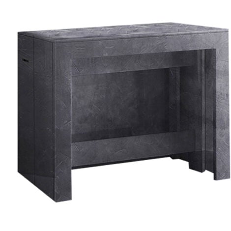 Dmora Tavolo da pranzo moderno, Made in Italy, Consolle allungabile fino a 12 posti, con portallunghe, cm 51x90h77 ( fino a 300 cm), colore Grigio Ardesia, con imballo rinforzato