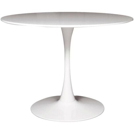 Dmora - Tavolo fisso Anubis, Tavolo rotondo da cucina, Tavolo per sala da pranzo, Tavolo con piano multiuso, 100x100h75 cm, Bianco