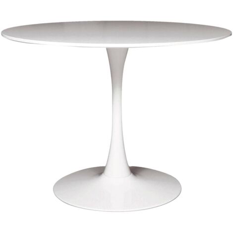 Dmora - Tavolo fisso Anubis, Tavolo rotondo da cucina, Tavolo per sala da pranzo, Tavolo con piano multiuso, 100x100h75 cm, Bianco