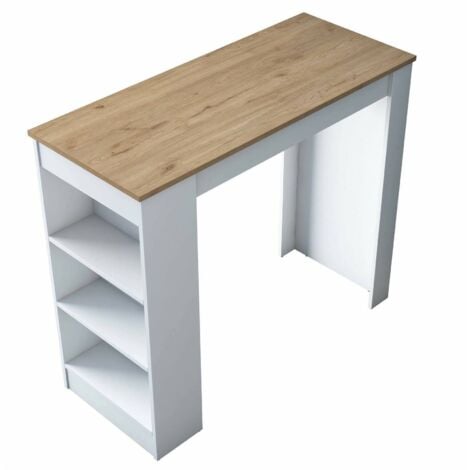 Dmora - Tavolo fisso Assan, Ripiano da cucina, Consolle per sala da pranzo, Ripiano rettangolare fisso, 120x50h100 cm, Noce e Bianco