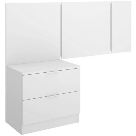 Dmora - Testiera letto Chanhom, Spalliera, Testata per camera da letto, Poggiatesta, 157x34 h96 cm, Bianco