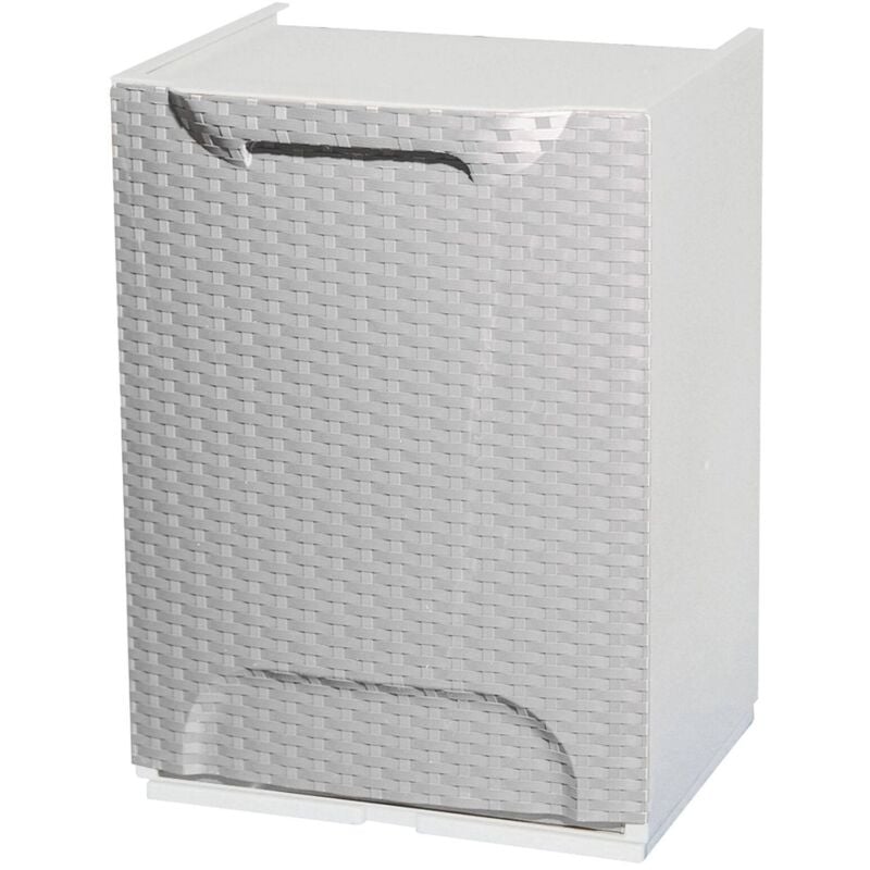 Dmora - Tiroir à plat de polypropylène en rotin, boîte modulaire polyvalente, 100% Made in Italy, 34x29h47 cm, couleur gris clair