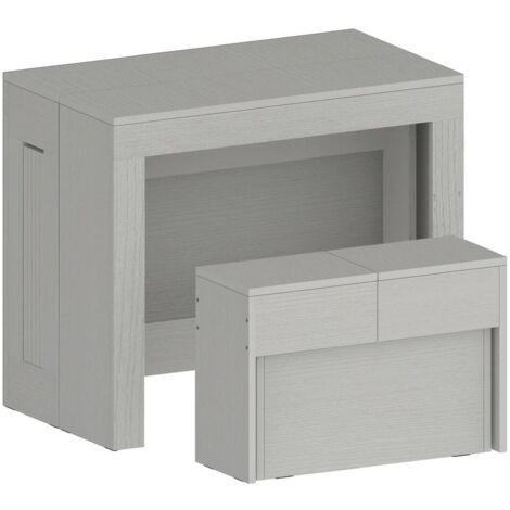 Dmora - Tisch- und Stuhlset Crispin, Mehrzweckkomposition, Set mit Konsole und 1 ausziehbarer Bank, 100 % Made in Italy, 66 x 25 x 45 cm, Weiß, mit verstärkter Verpackung