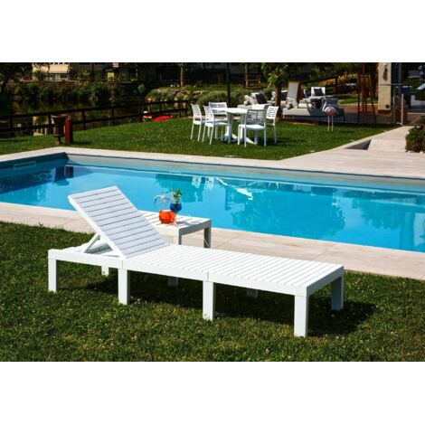 Dmora Tumbona Caserta, Tumbona de jardín ajustable, Cuna exterior, 100% Made in Italy, Cm 195x65h78 Blanco, con embalaje reforzado