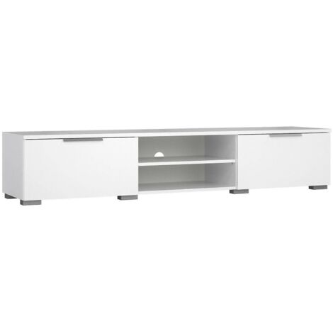 Dmora TV-Schrank mit zwei Schubladen, weiß glänzend, 172 x 33 x 39 cm