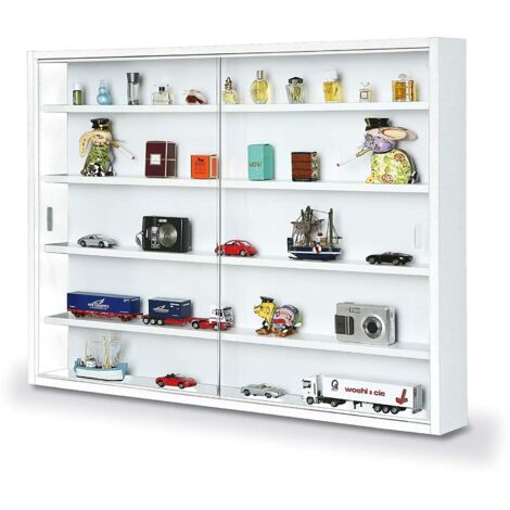 Dmora Vitrine mit Innenregalen, Farbe Weiß, Maße 60 x 10 x 80 cm
