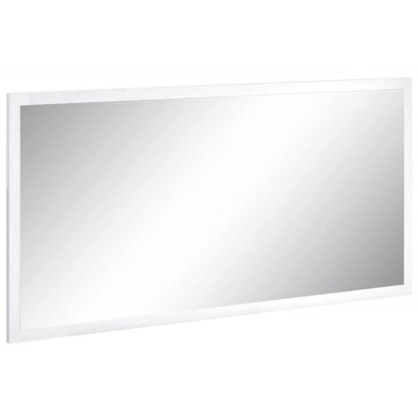 Dmora Wandspiegel mit Rahmen, Made in Italy, Badezimmerspiegel, 120x2h60 cm, glänzend weiße Farbe