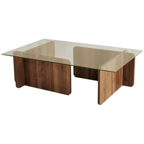 Dmora - Wohnzimmertisch Asellus, Niedriger Wohnzimmertisch, Kaffeeregal, Couchtisch für Sofa, 105x65h40 cm, Nussbaum, mit verstärkter Verpackung