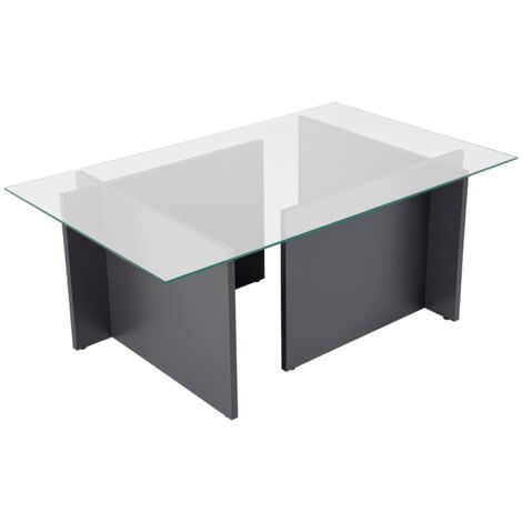 Dmora - Wohnzimmertisch Azriel, Niedriger Wohnzimmertisch, Kaffeeregal, Couchtisch für Sofa, 105x65 h40 cm, Anthrazit