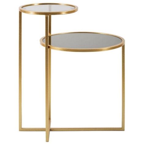 Dmora - Wohnzimmertisch Bornasco, Niedriger Wohnzimmertisch, Kaffeeregal, Couchtisch für Sofa, 50x40 h61 cm, Gold
