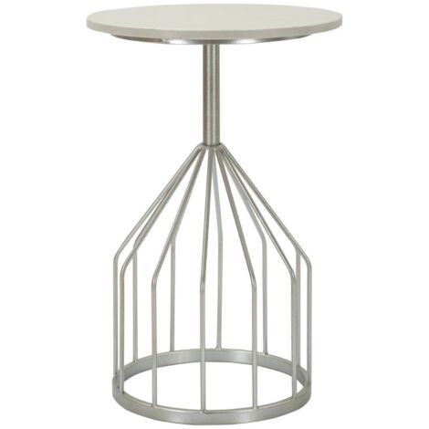 Dmora - Wohnzimmertisch Calepio, Niedriger Wohnzimmertisch, Kaffeeregal, Couchtisch für Sofa, 38x38 h58 cm, Silber