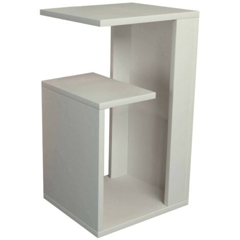 Dmora - Wohnzimmertisch Kochab, Niedriger Wohnzimmertisch, Kaffeeregal, Couchtisch für Sofa, 35x30h60 cm, Weiß, mit verstärkter Verpackung