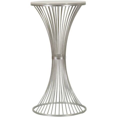Dmora - Wohnzimmertisch Sitnica, Niedriger Wohnzimmertisch, Kaffeeregal, Couchtisch für Sofa, Silber, 50x50 h100 cm