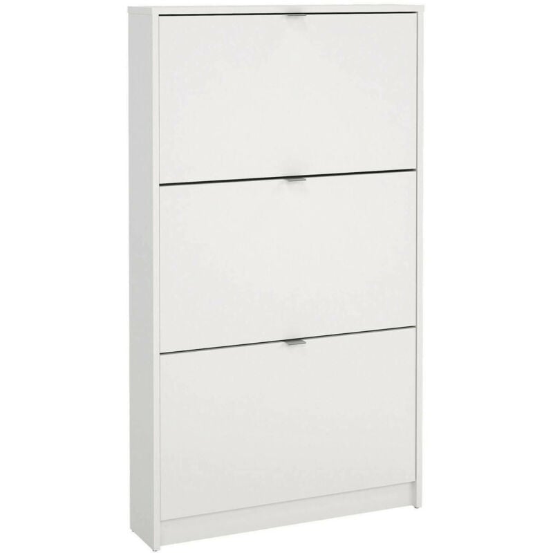 

Zapatero con tres puertas, color blanco, 70,3 x 123,6 x 16,55 cm - Dmora
