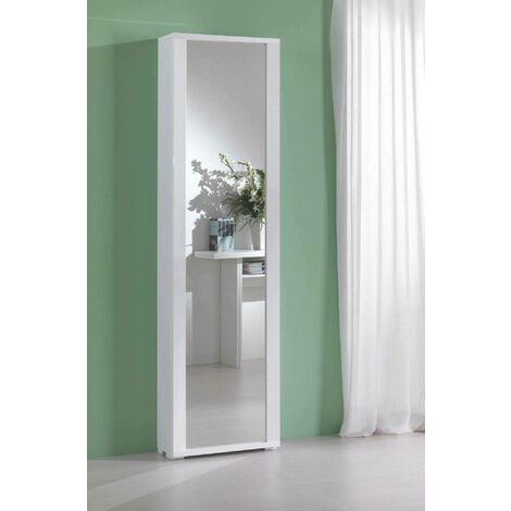 Zapatero vertical con espejo blanco Jazz - Fanmuebles
