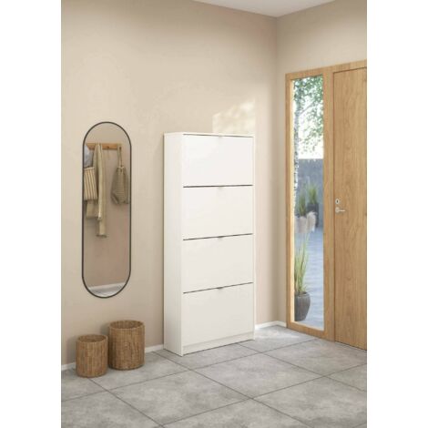 Dmora - Zapatero Epidoto, Zapatero, Armario de entrada multiusos, Zapatero, 70x24 h162 cm, Blanco