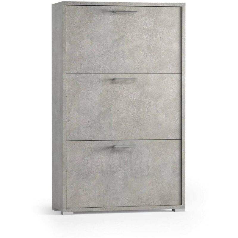 

Zapatero moderno con 3 puertas abatibles, 100% Made in Italy, Zapatero de entrada de doble profundidad, 67x28h112 cm, Color cemento - Dmora